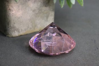 Pink Diamond Pyramid Faceted Crystal Paper Weight - American Cancer Society Memorial