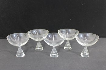 Set Of 5 Holmegaard Teardrop Sherbet Glasses Danish Modern Stemware 4' H
