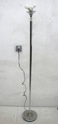 Vintage 71 Chrome Torchiere Floor Lamp  No Shade, Modern Industrial Design