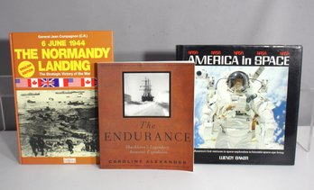 Group J-Historical And Exploration Book Set  Normandy, Space Exploration, And Shackletons Expedition