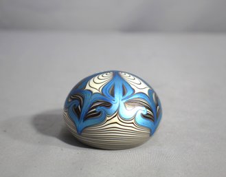 Dated 1975 #351 Orient & Flume Iridescent Art Glass Paperweight
