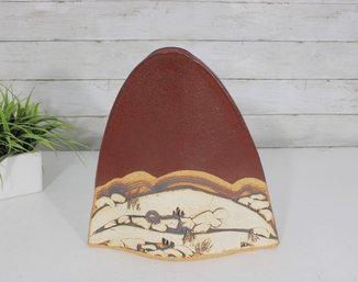 Southwest Studio Pottery Ceramic Vase  Desert Landscape Scene  12.5' X 12' Sculptural Art Pottery