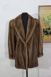 Vintage Brown Fur Coat  Womens Size 10  Classic Mid Century Style