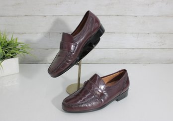 #98-French Shriner Burgundy Leather Loafers  Classic Penny Style Dress Shoes  Mens 10.5