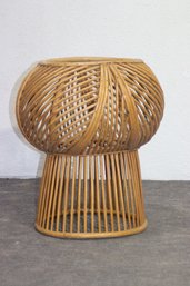Vintage Mid-Century Modern Rattan Wicker Side Table / Planter-(circa 1960s-1970s)