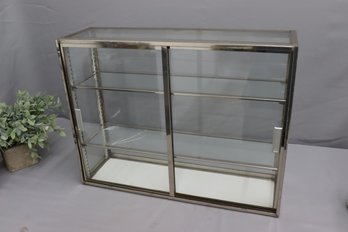 Two Door Three Shelf Chrome & Glass Countertop Display Case