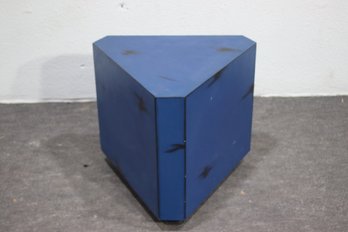 Vintage Postmodern Triangular Blue Side Table