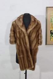 Vintage Mink Fur Stole / Wrap Shawl  Warm Caramel Brown  Size Medium