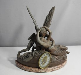 Antique French 'Psyche Revived By Cupid's Kiss' Sculpture Clock, Untested, 13'H X 13'W
