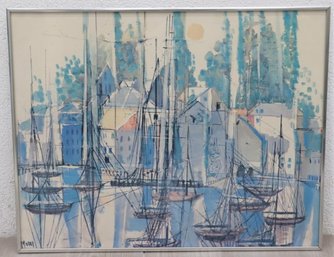 Framed Moret Harbor Scene Reproduction Print