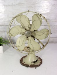 Vintage Emerson Electric Table Fan  Cream Metal 4-Blade  Working Condition