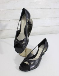 #105-Aerosoles Black Leather Mary Jane Heels  Comfort Dress Shoes  Womens Size 7M