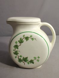 Vintage Harkerware Hotoven Ceramic Water Pitcher - English Ivy Design