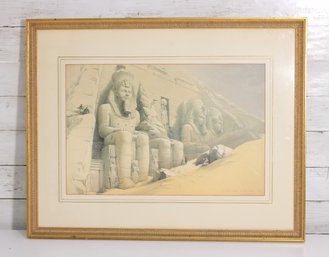 David Roberts Great Temple Of Abu Simbel Print  Egyptian Lithograph  Framed  21.5' X 26.5'