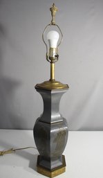 Oriental Themed Table Lamp With Brass Accents