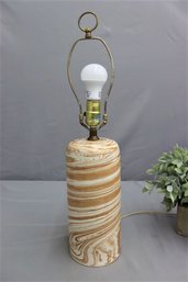 Vintage Italian Caramel And Ivory Swirl Cylinder Lamp
