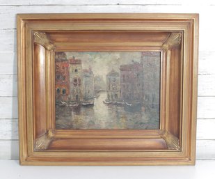 Impressionist Venice Canal Painting  Gondolas & Architecture  Framed  22.5' X 26.5'