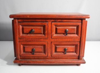 Vintage Wooden Miniature Chest With Four Drawers