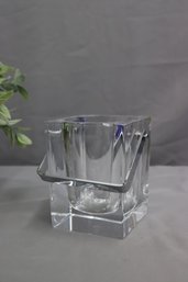 Vintage Vannes-cristal Signed MCM Crystal Wine/Ice Bucket With Chrome Handle