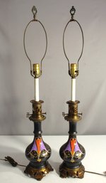 Pair Of Vintage Art Deco Style Table Lamps - 35' Tall