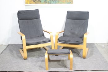 IKEA Pong Lounge Chair Set With Footstool  Modern Comfort & Style