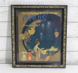 Vintage Mavis  Paris Vivaudou Irresistible Perfume Advertisement  Framed 14' X 12'