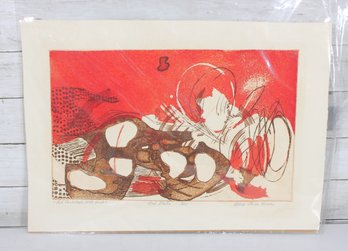Sheila Bonser' Red Landscape With Wind II' Signed Limited Edition Etching  15.5' X 22'