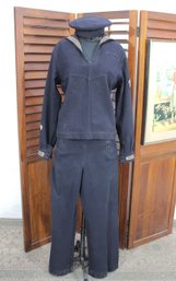 Vintage U.S. Coast Guard Sailor Uniform  Size M/L  Wool Navy Blue  Includes Hat