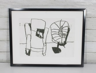 Florence Hutchings Abstract Art Print  Framed Modern Black & White Artwork  16' X 20'