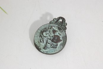 3'Vintage Brass Document Clip Or Wall Hanging Chariot