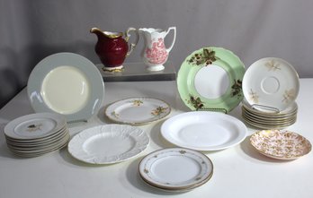 Mixed Lot Of Vintage China And Porcelain Plates & Pitchers