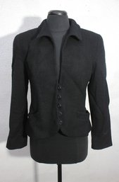 Vintage Black Button-Up Blazer Jacket  Elegant Tailored Fit  Size Small