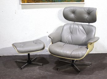 Vintage Mid-Century Modern Lounge Chair & Ottoman  Eames Style