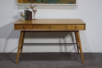 Mid-Century Modern Writing Desk  Three-Drawer Solid Wood