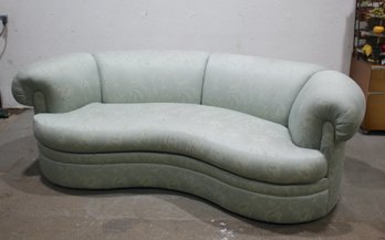 Curved Sofa In Silver-Grey Damask