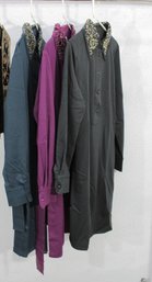 Rack H-Reem Womens Embellished Shirt Dress Lot  Size L  Beaded Collar  Black & Purple