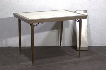 Vintage Mid-Century Folding Table  Metal Legs & Laminate Top And One Table Leave