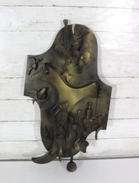 Large Brutalist Abstract Wood Metal Style Wall Sculpture  Mid-Century Modern Style, Dimensional Art