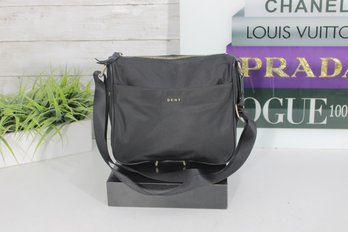 DKNY Black Nylon Crossbody Bag  Adjustable Strap Zip Top Shoulder Purse