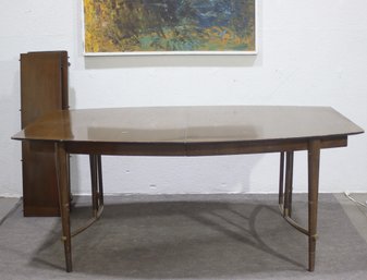 Mid-Century Modern Walnut & Brass Dining Table  Expandable- (1950s-1960s)