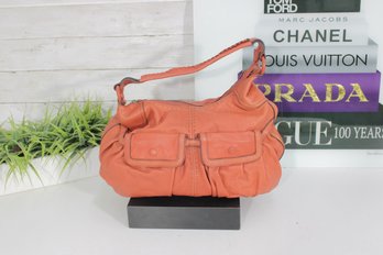 Cole Haan Orange Pebbled Leather Shoulder Bag  Slouchy Hobo W/ Dust Bag