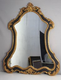43H X 34W Vintage Baroque-Style Ornate Mirror  Black & Gold Frame