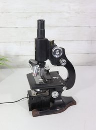 Vintage American Optical Spencer Microscope  Classic Laboratory Instrument  Powers & Illuminated Base