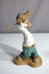 Signed Whimsical Golfer Figurine