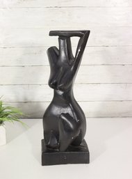 Modernist Female Nude Sculpture In The African Taste  Abstract Figural Form