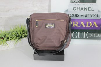 Calvin Klein Brown Nylon Crossbody Bag  Gold Zip Shoulder Purse