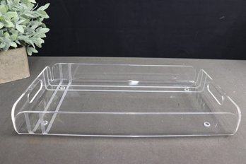 Stylish Folded Up Edge Lucite Tray With End Hole Handles