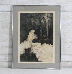 Louis Icart Art Deco Print Lady With Bouquet  Framed 30 X 23  Signed Vintage Lithograph