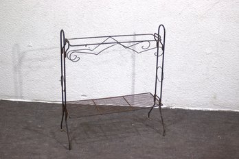 Vintage Wrought Iron  Rack  Decorative Scroll Design