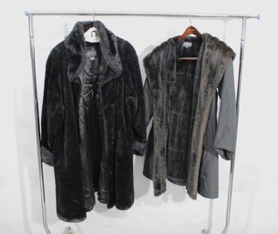Rack I-Luxury Faux Fur Coat Lot  Olympia Furs & G By Guess  Plush Winter Coats